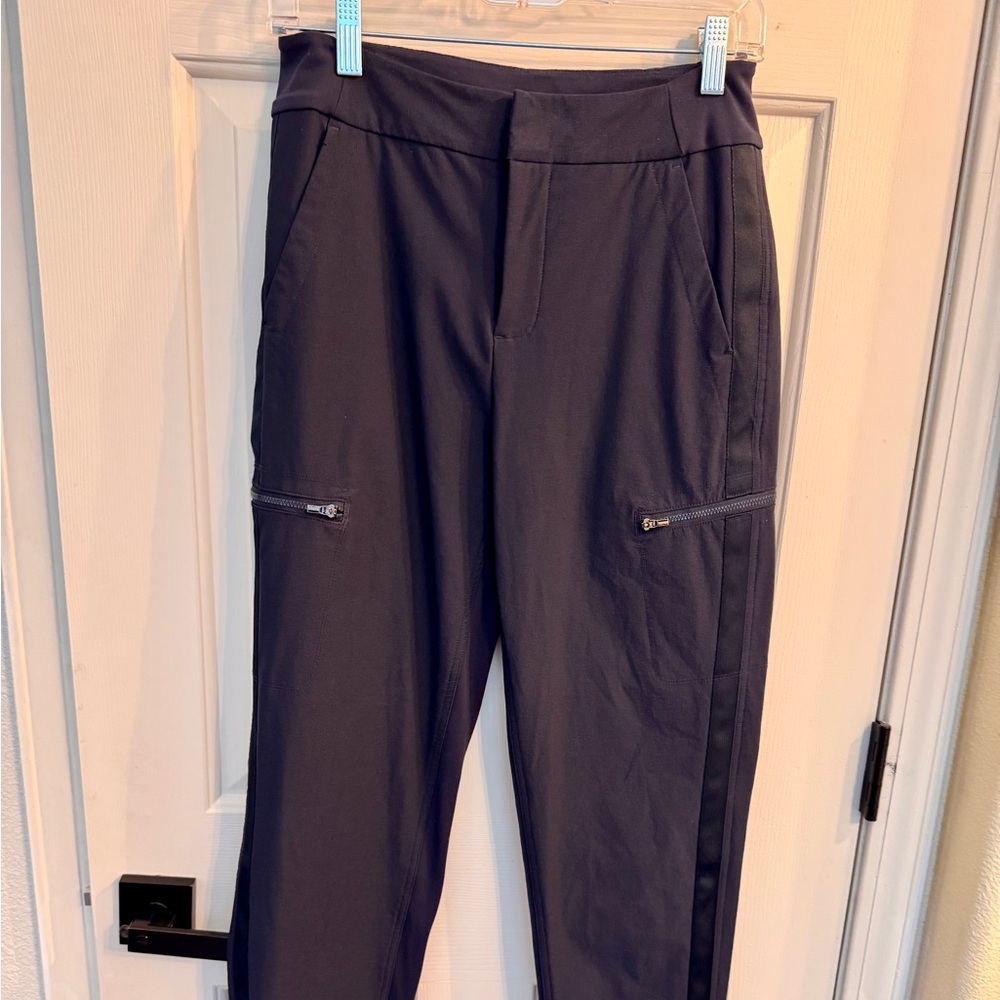 Athleta Navy Straight-Leg Women's Pants with Side Zip Pockets